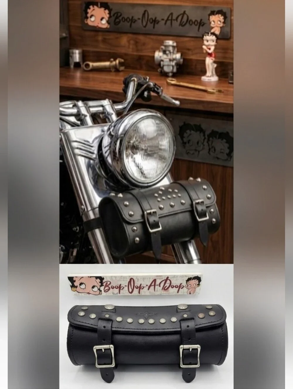 Leatherworks Inc. 100 Leather Motorcycle Tool Bag - Studded Black